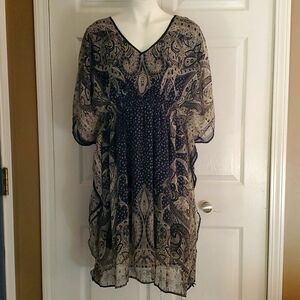 Speed Control New York Navy Blue Paisley Women's Dress - Size 1X